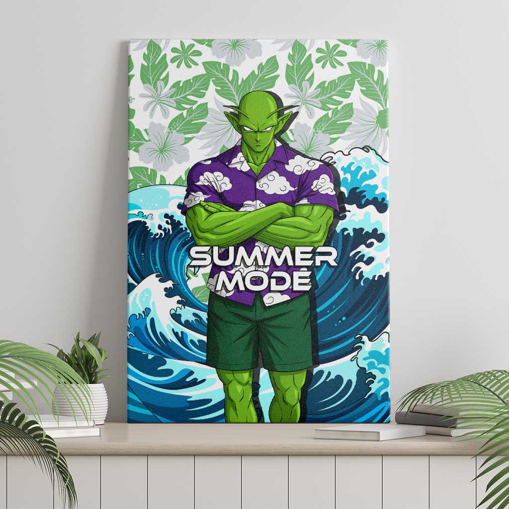 Piccolo Dragon Ball Summer Theme Canvas Wall Art with Tropical Shirt Shenron Background and Ocean Wave Design - The Mazicc