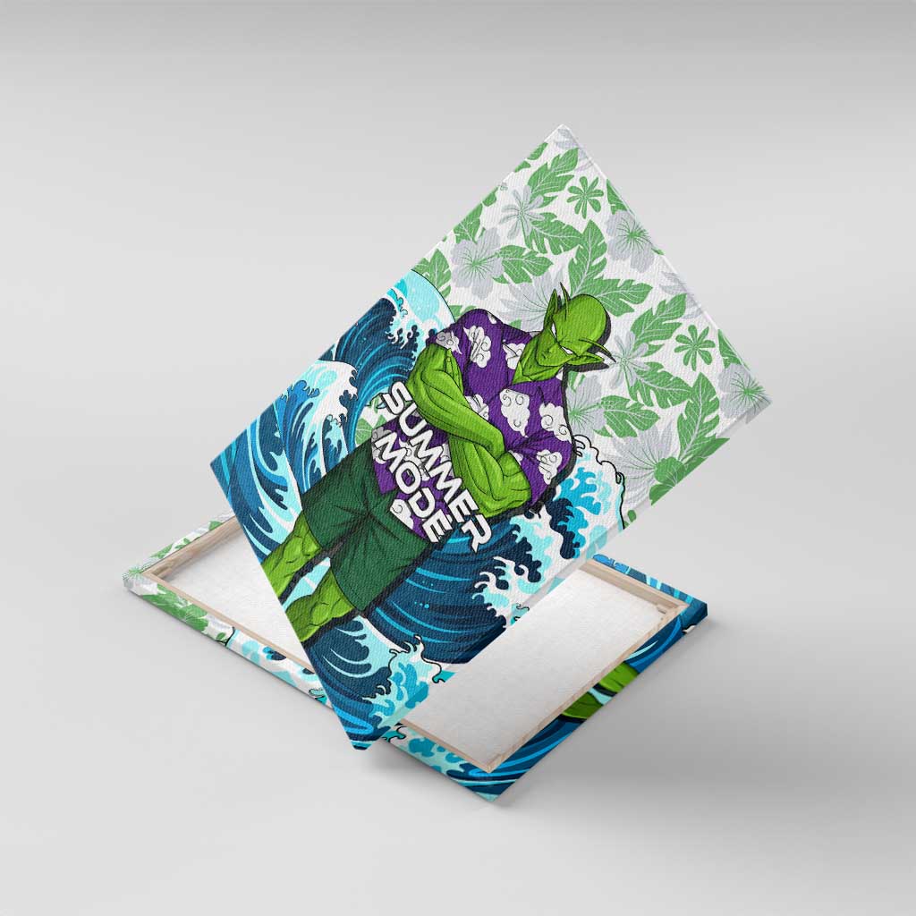 Piccolo Dragon Ball Summer Theme Canvas Wall Art with Tropical Shirt Shenron Background and Ocean Wave Design - The Mazicc