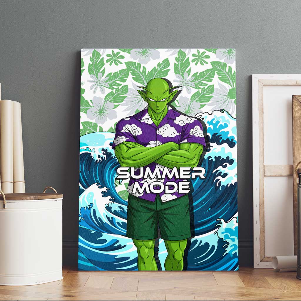 Piccolo Dragon Ball Summer Theme Canvas Wall Art with Tropical Shirt Shenron Background and Ocean Wave Design - The Mazicc