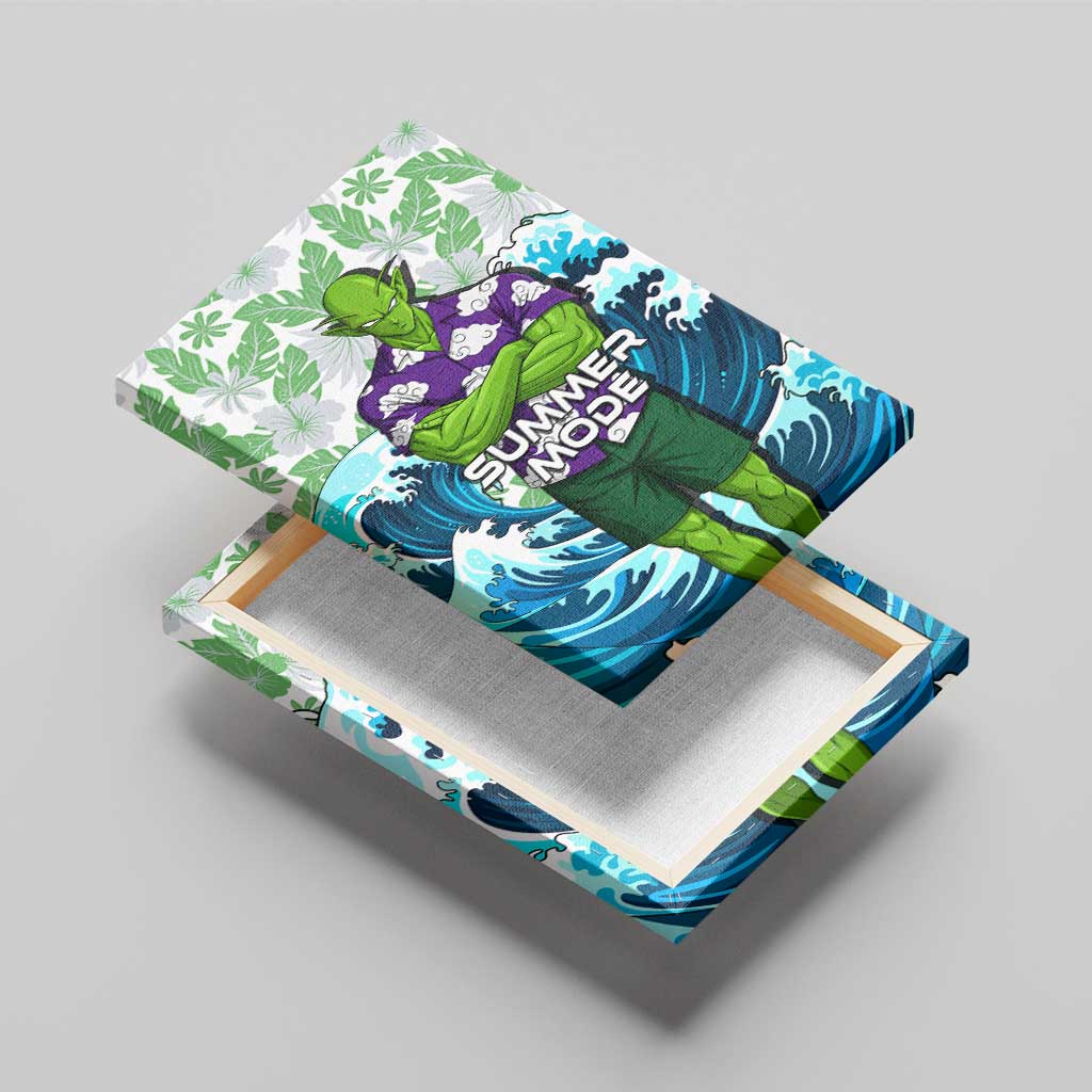Piccolo Dragon Ball Summer Theme Canvas Wall Art with Tropical Shirt Shenron Background and Ocean Wave Design - The Mazicc