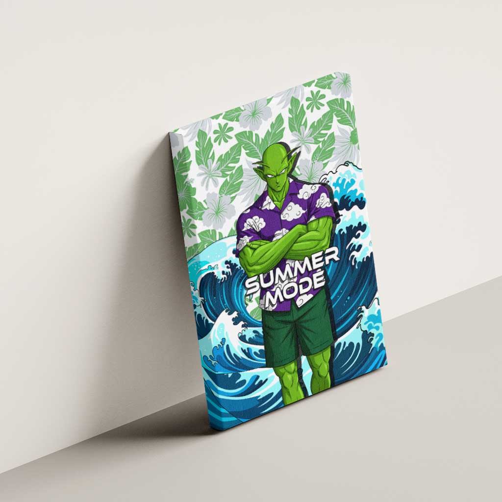 Piccolo Dragon Ball Summer Theme Canvas Wall Art with Tropical Shirt Shenron Background and Ocean Wave Design - The Mazicc