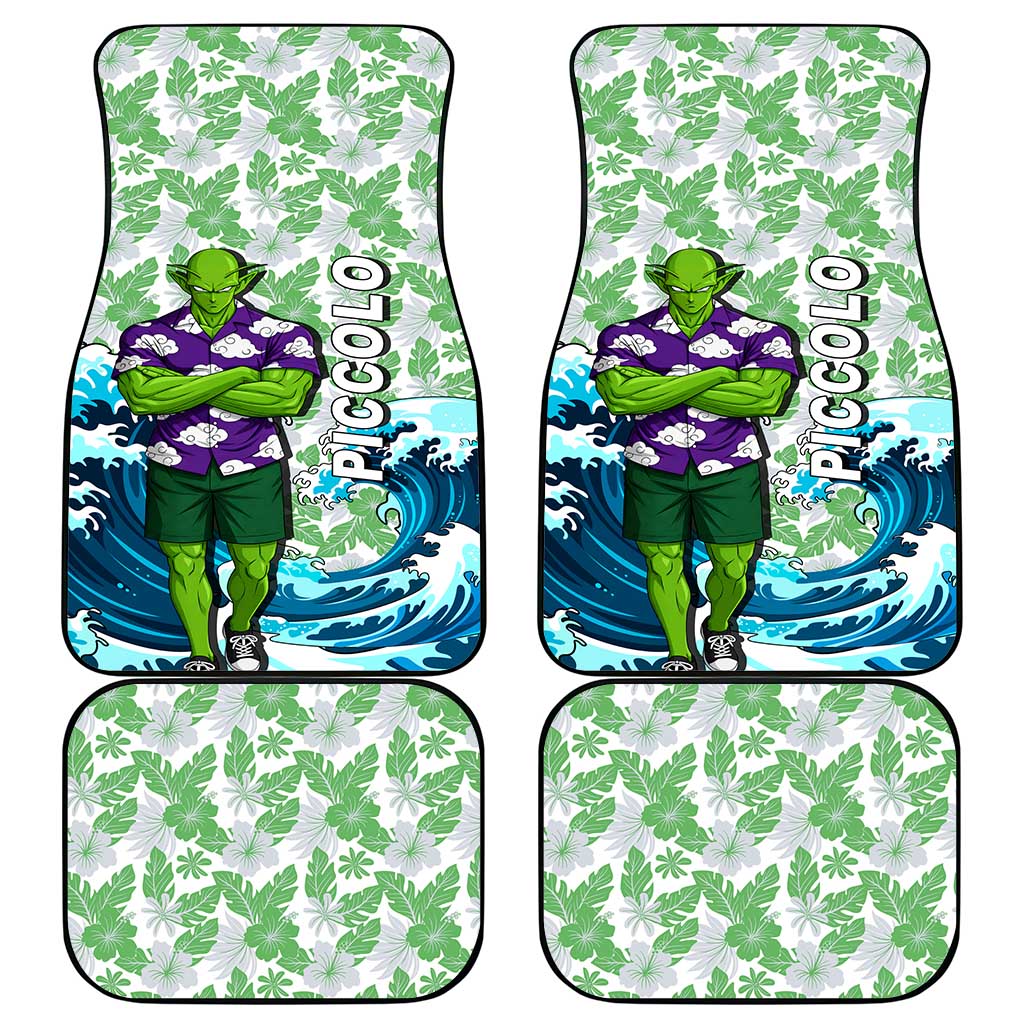 Piccolo Dragon Ball Summer Theme Car Mats with Tropical Shirt Shenron Background and Ocean Wave Design - The Mazicc
