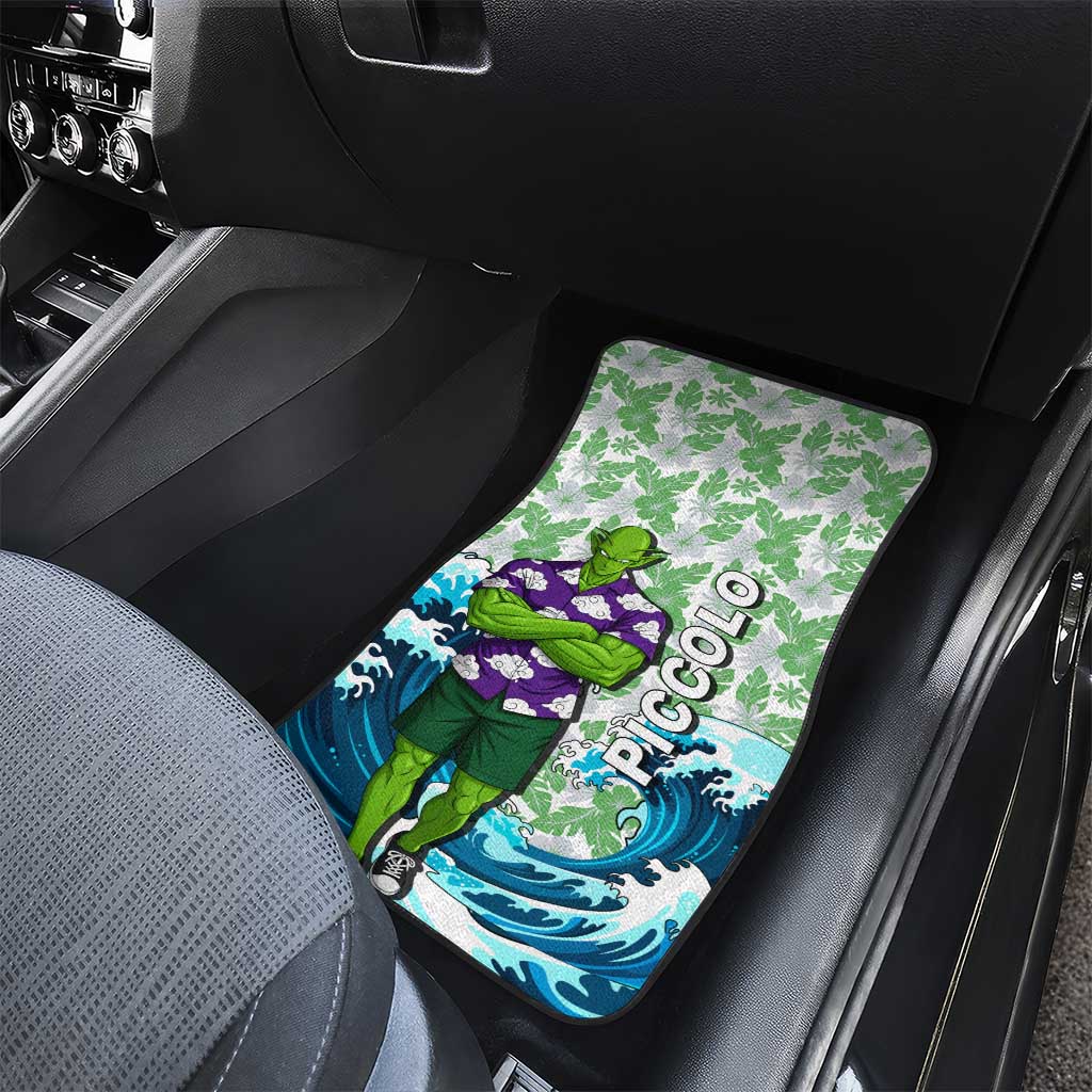 Piccolo Dragon Ball Summer Theme Car Mats with Tropical Shirt Shenron Background and Ocean Wave Design - The Mazicc