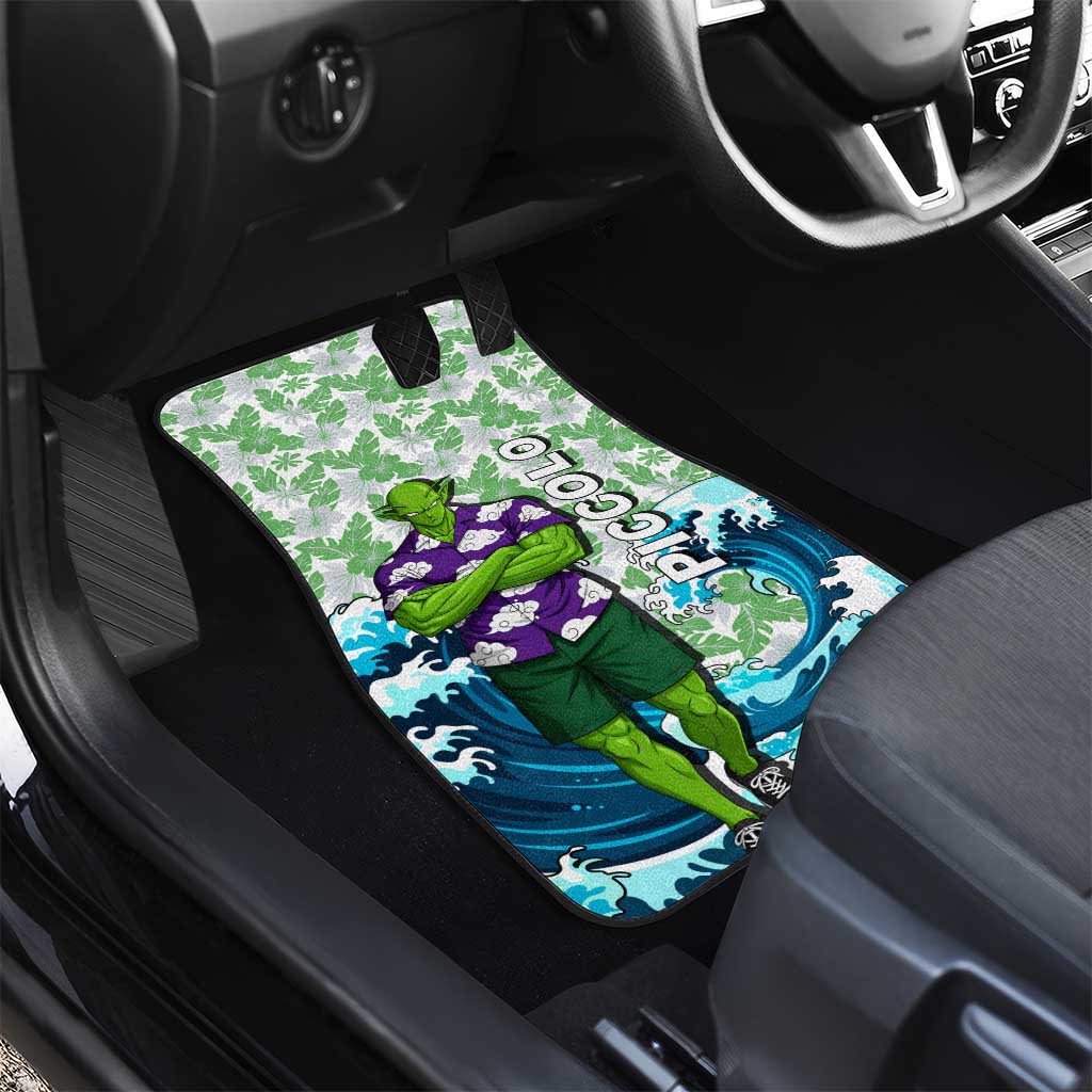 Piccolo Dragon Ball Summer Theme Car Mats with Tropical Shirt Shenron Background and Ocean Wave Design - The Mazicc