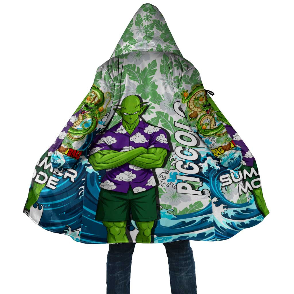 Piccolo Dragon Ball Summer Theme Cloak with Tropical Shirt Shenron Background and Ocean Wave Design - The Mazicc