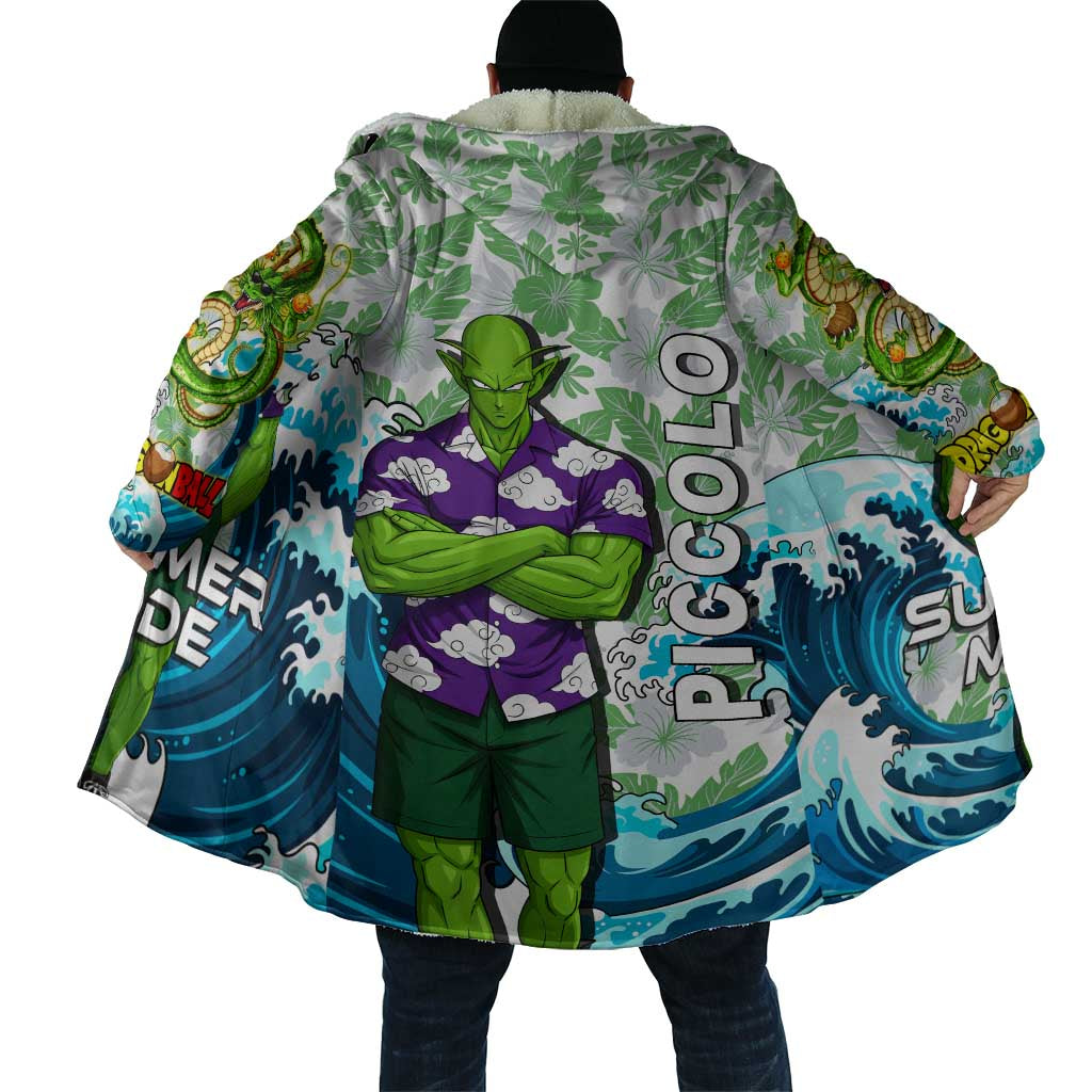 Piccolo Dragon Ball Summer Theme Cloak with Tropical Shirt Shenron Background and Ocean Wave Design - The Mazicc