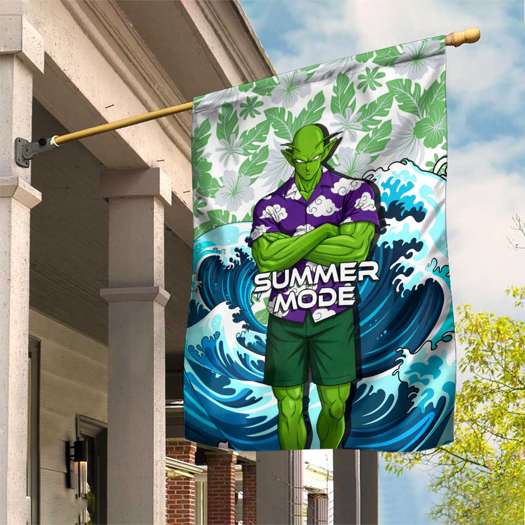 Piccolo Dragon Ball Summer Theme Garden Flag with Tropical Shirt Shenron Background and Ocean Wave Design - The Mazicc