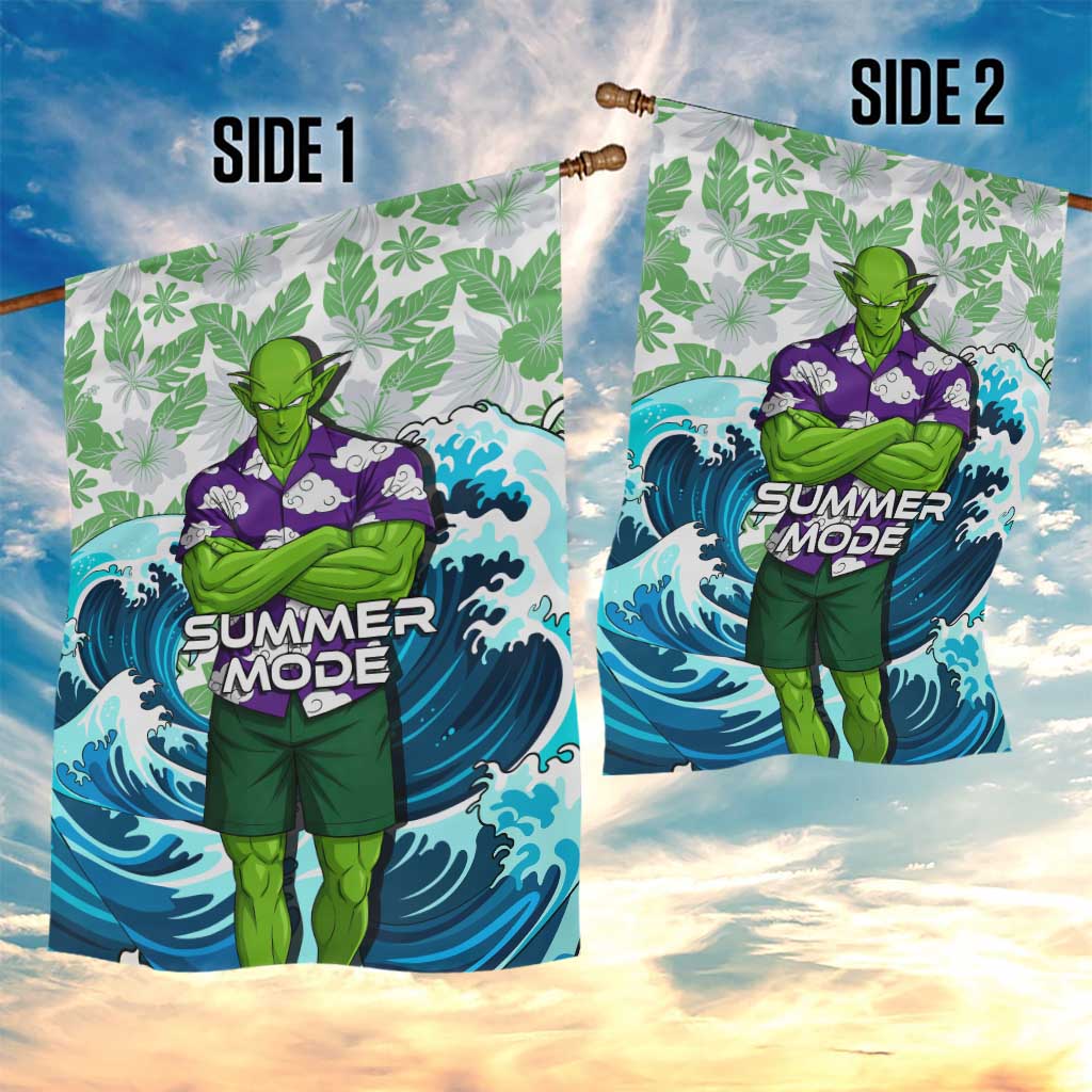 Piccolo Dragon Ball Summer Theme Garden Flag with Tropical Shirt Shenron Background and Ocean Wave Design - The Mazicc