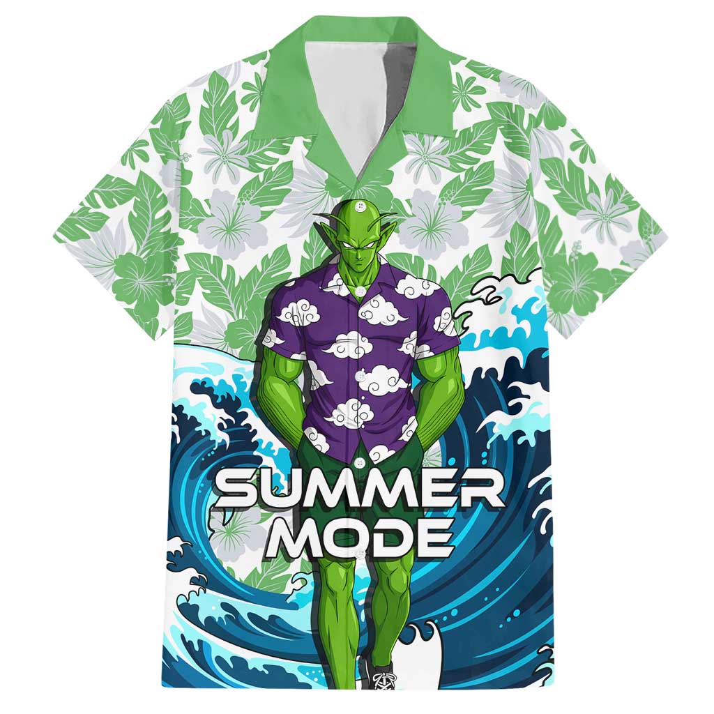 Piccolo Dragon Ball Summer Theme Hawaiian Shirt with Tropical Shirt Shenron Background and Ocean Wave Design - The Mazicc