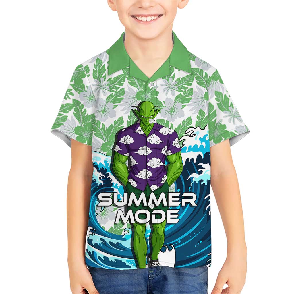 Piccolo Dragon Ball Summer Theme Hawaiian Shirt with Tropical Shirt Shenron Background and Ocean Wave Design - The Mazicc