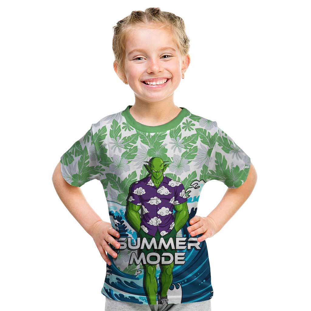 Piccolo Dragon Ball Summer Theme Kid T Shirt with Tropical Shirt Shenron Background and Ocean Wave Design - The Mazicc