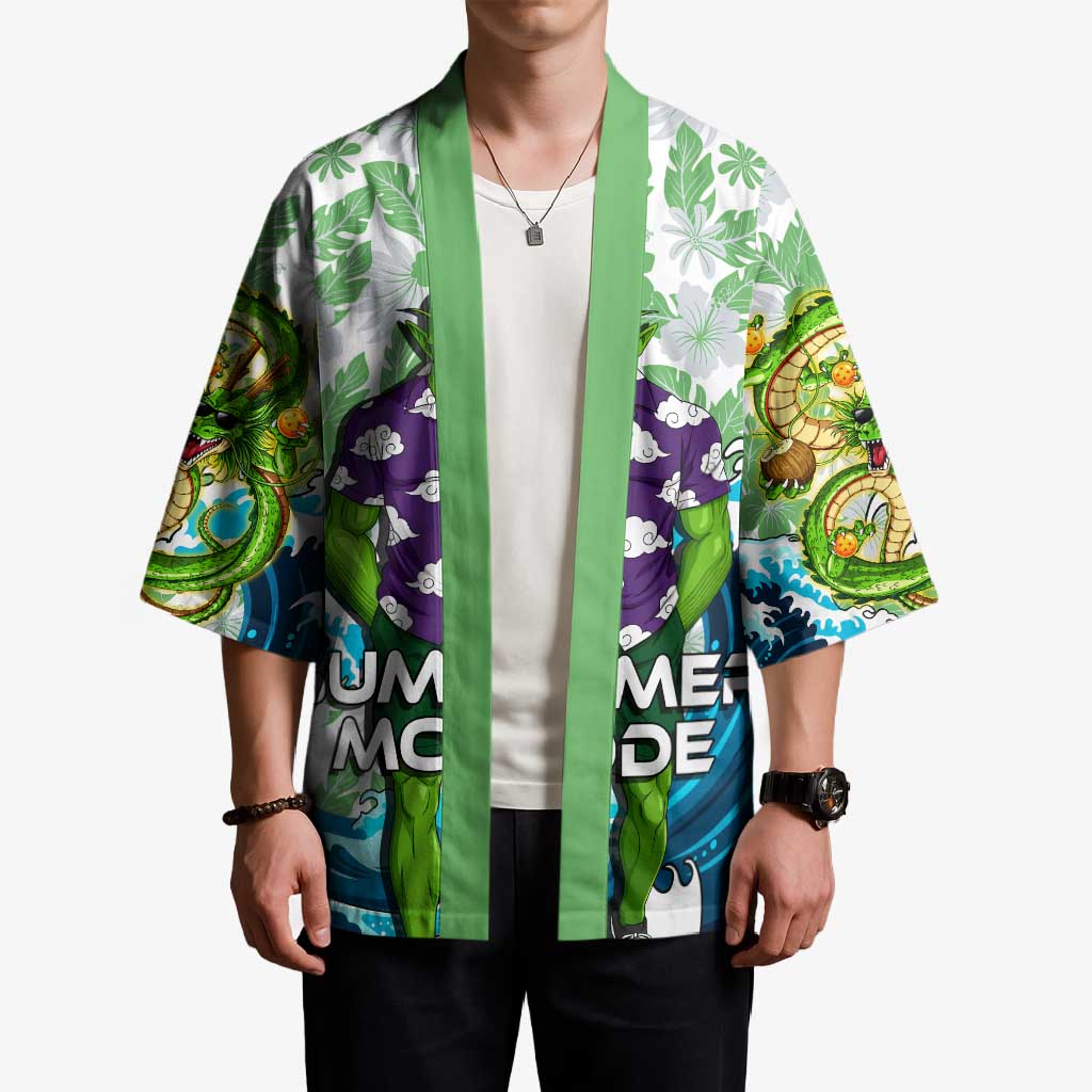 Piccolo Dragon Ball Summer Theme Kimono with Tropical Shirt Shenron Background and Ocean Wave Design - The Mazicc