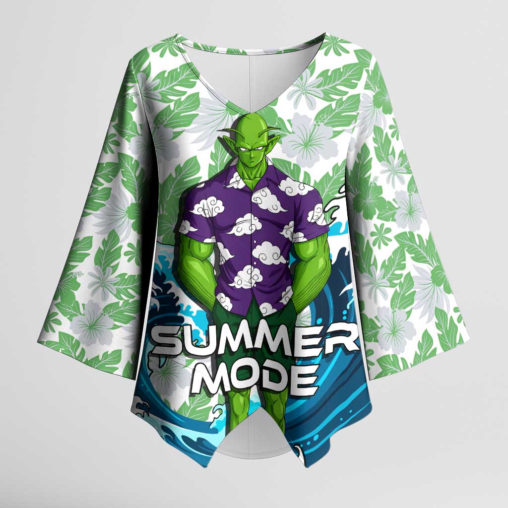 Piccolo Dragon Ball Summer Theme Kimono Sleeve Blouse with Tropical Shirt Shenron Background and Ocean Wave Design - The Mazicc