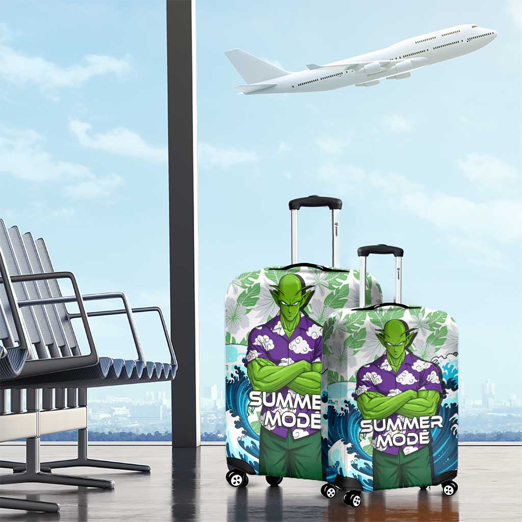 Piccolo Dragon Ball Summer Theme Luggage Cover with Tropical Shirt Shenron Background and Ocean Wave Design - The Mazicc