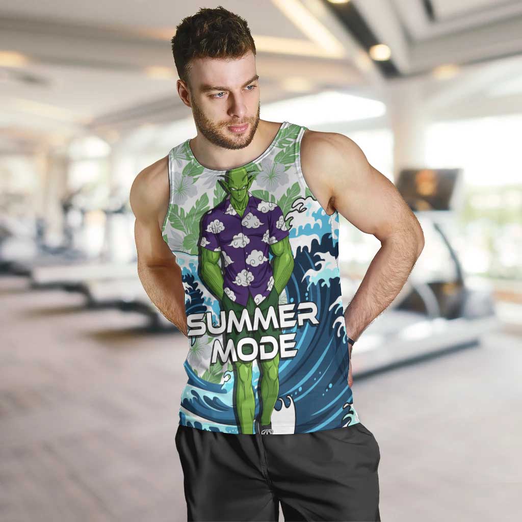 Piccolo Dragon Ball Summer Theme Men Tank Top with Tropical Shirt Shenron Background and Ocean Wave Design - The Mazicc