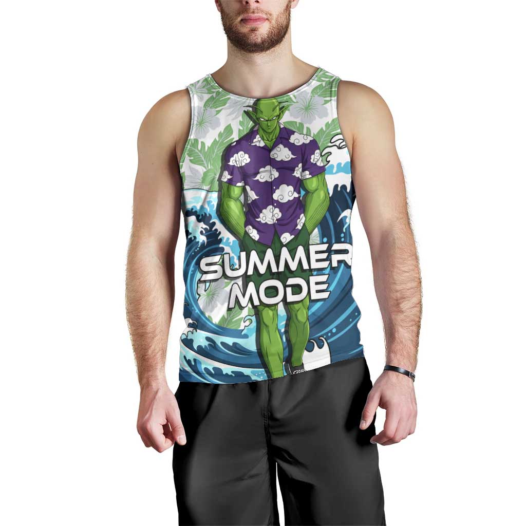 Piccolo Dragon Ball Summer Theme Men Tank Top with Tropical Shirt Shenron Background and Ocean Wave Design - The Mazicc