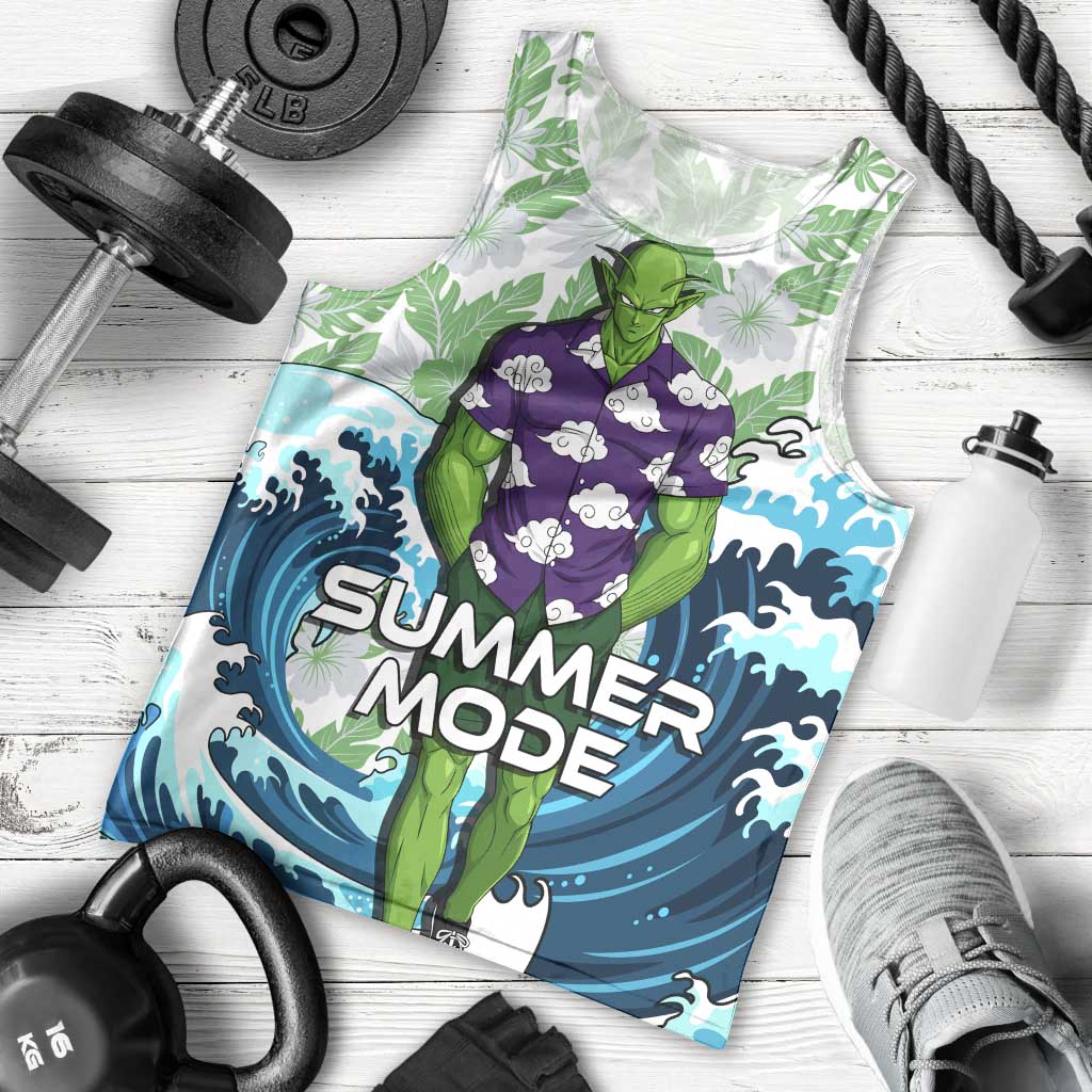 Piccolo Dragon Ball Summer Theme Men Tank Top with Tropical Shirt Shenron Background and Ocean Wave Design - The Mazicc