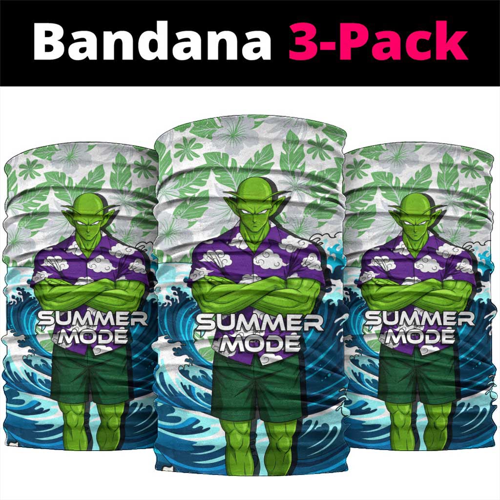 Piccolo Dragon Ball Summer Theme Neck Gaiter with Tropical Shirt Shenron Background and Ocean Wave Design - The Mazicc
