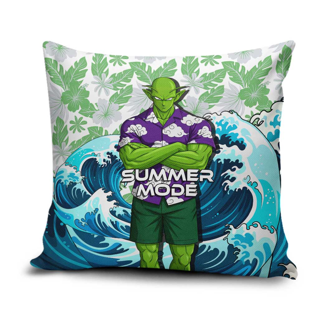 Piccolo Dragon Ball Summer Theme Pillow Cover with Tropical Shirt Shenron Background and Ocean Wave Design - The Mazicc