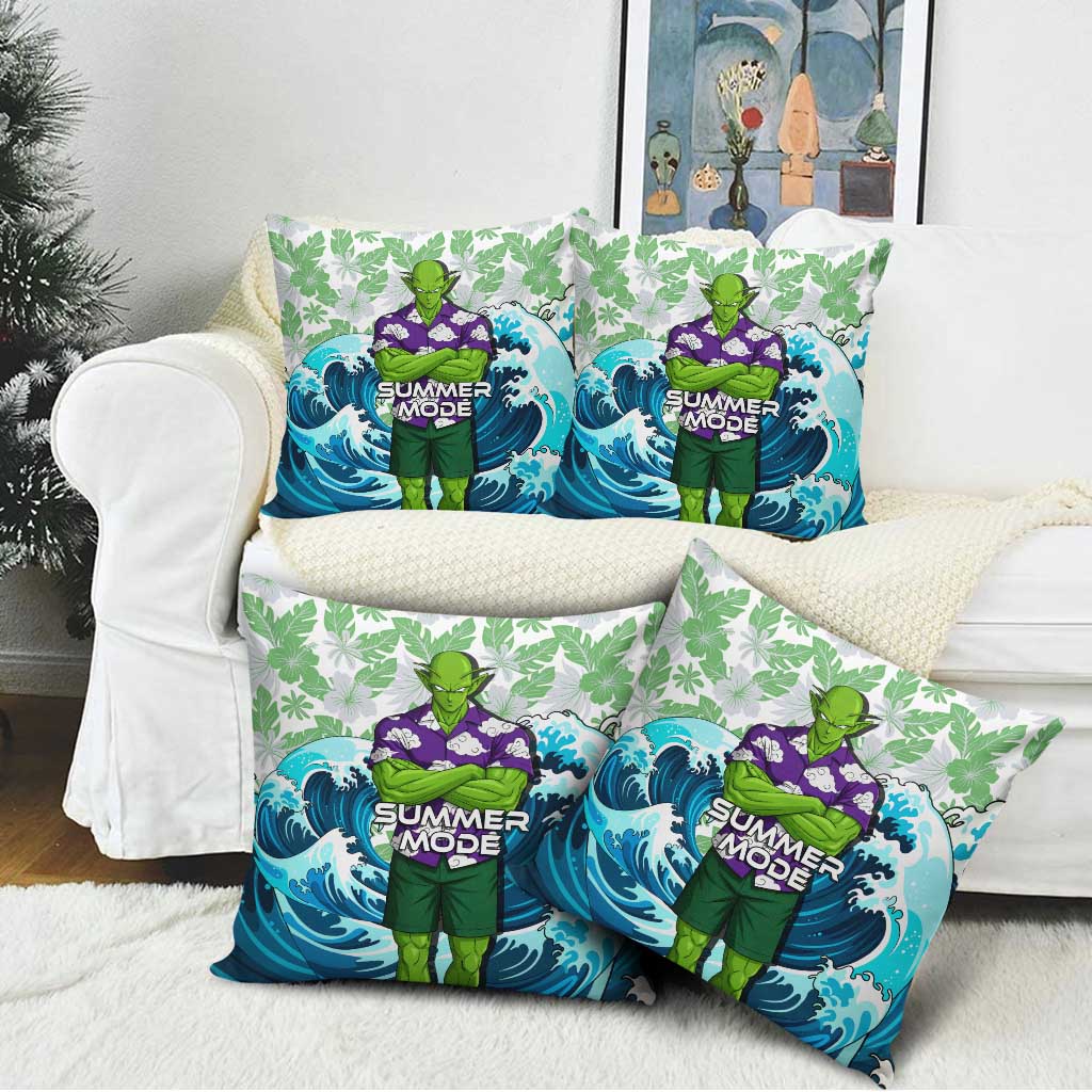 Piccolo Dragon Ball Summer Theme Pillow Cover with Tropical Shirt Shenron Background and Ocean Wave Design - The Mazicc