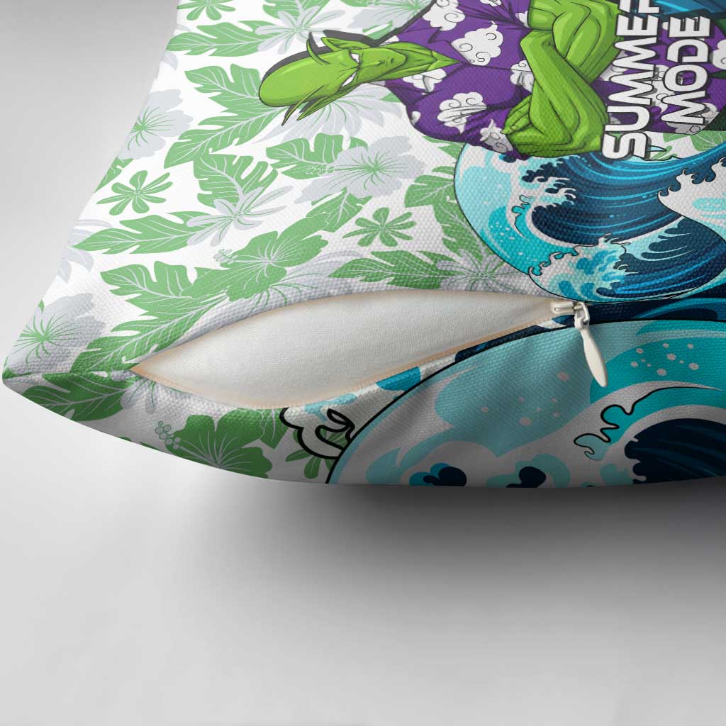 Piccolo Dragon Ball Summer Theme Pillow Cover with Tropical Shirt Shenron Background and Ocean Wave Design - The Mazicc