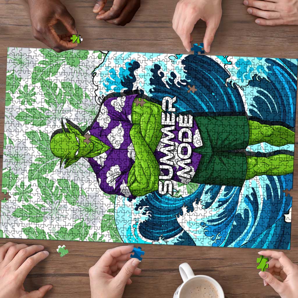 Piccolo Dragon Ball Summer Theme Puzzle with Tropical Shirt Shenron Background and Ocean Wave Design - The Mazicc