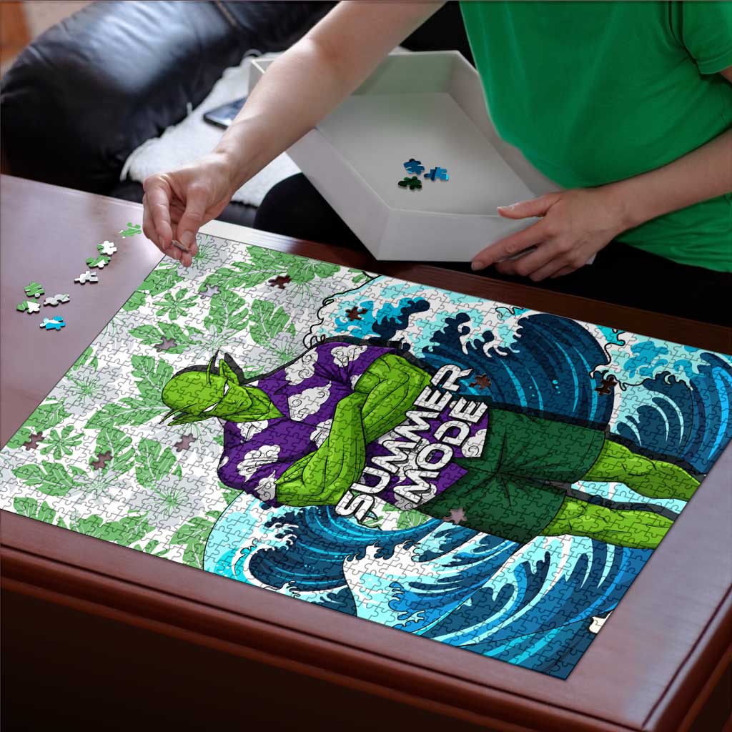 Piccolo Dragon Ball Summer Theme Puzzle with Tropical Shirt Shenron Background and Ocean Wave Design - The Mazicc