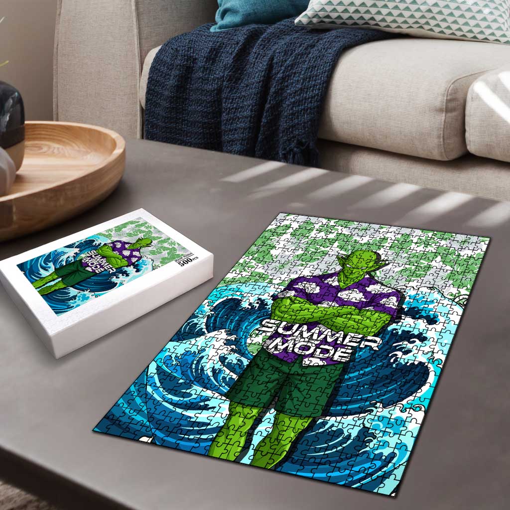 Piccolo Dragon Ball Summer Theme Puzzle with Tropical Shirt Shenron Background and Ocean Wave Design - The Mazicc