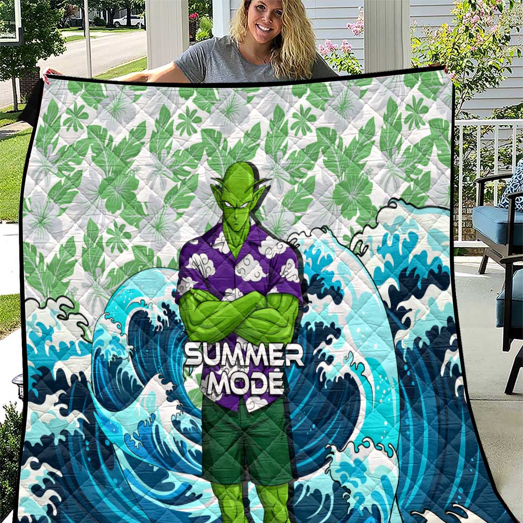 Piccolo Dragon Ball Summer Theme Quilt with Tropical Shirt Shenron Background and Ocean Wave Design - The Mazicc