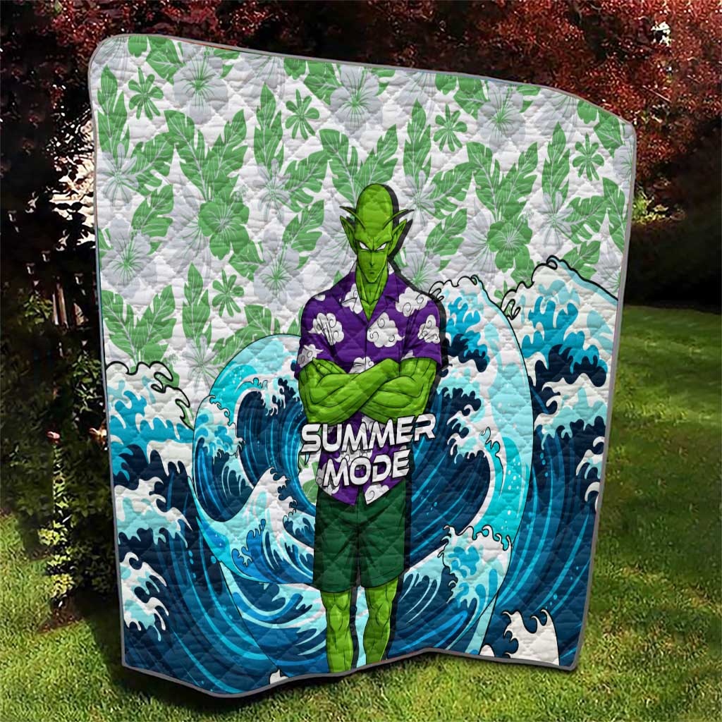 Piccolo Dragon Ball Summer Theme Quilt with Tropical Shirt Shenron Background and Ocean Wave Design - The Mazicc