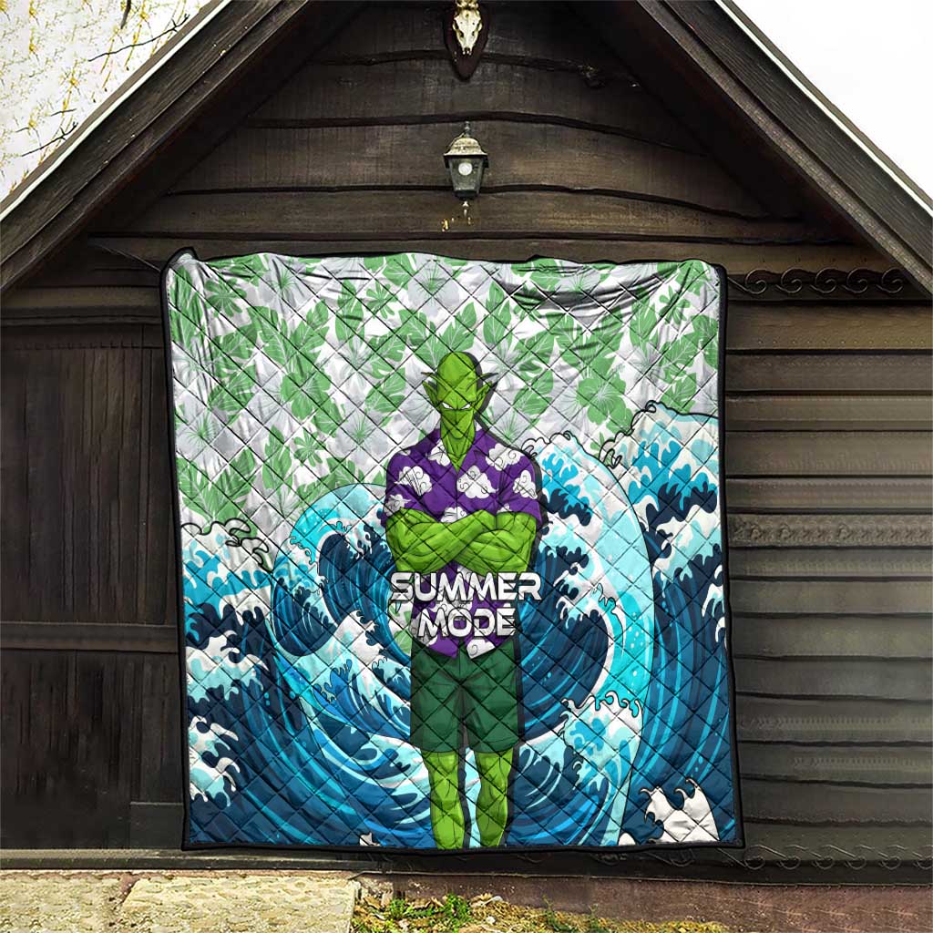 Piccolo Dragon Ball Summer Theme Quilt with Tropical Shirt Shenron Background and Ocean Wave Design - The Mazicc