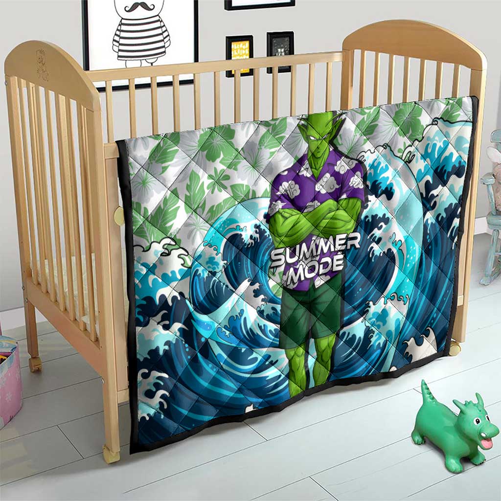 Piccolo Dragon Ball Summer Theme Quilt with Tropical Shirt Shenron Background and Ocean Wave Design - The Mazicc