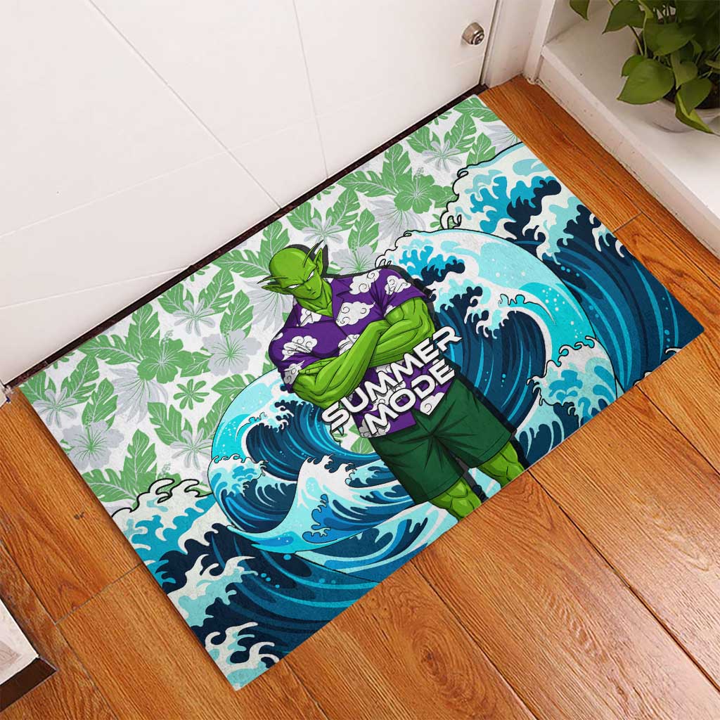 Piccolo Dragon Ball Summer Theme Rubber Doormat with Tropical Shirt Shenron Background and Ocean Wave Design - The Mazicc