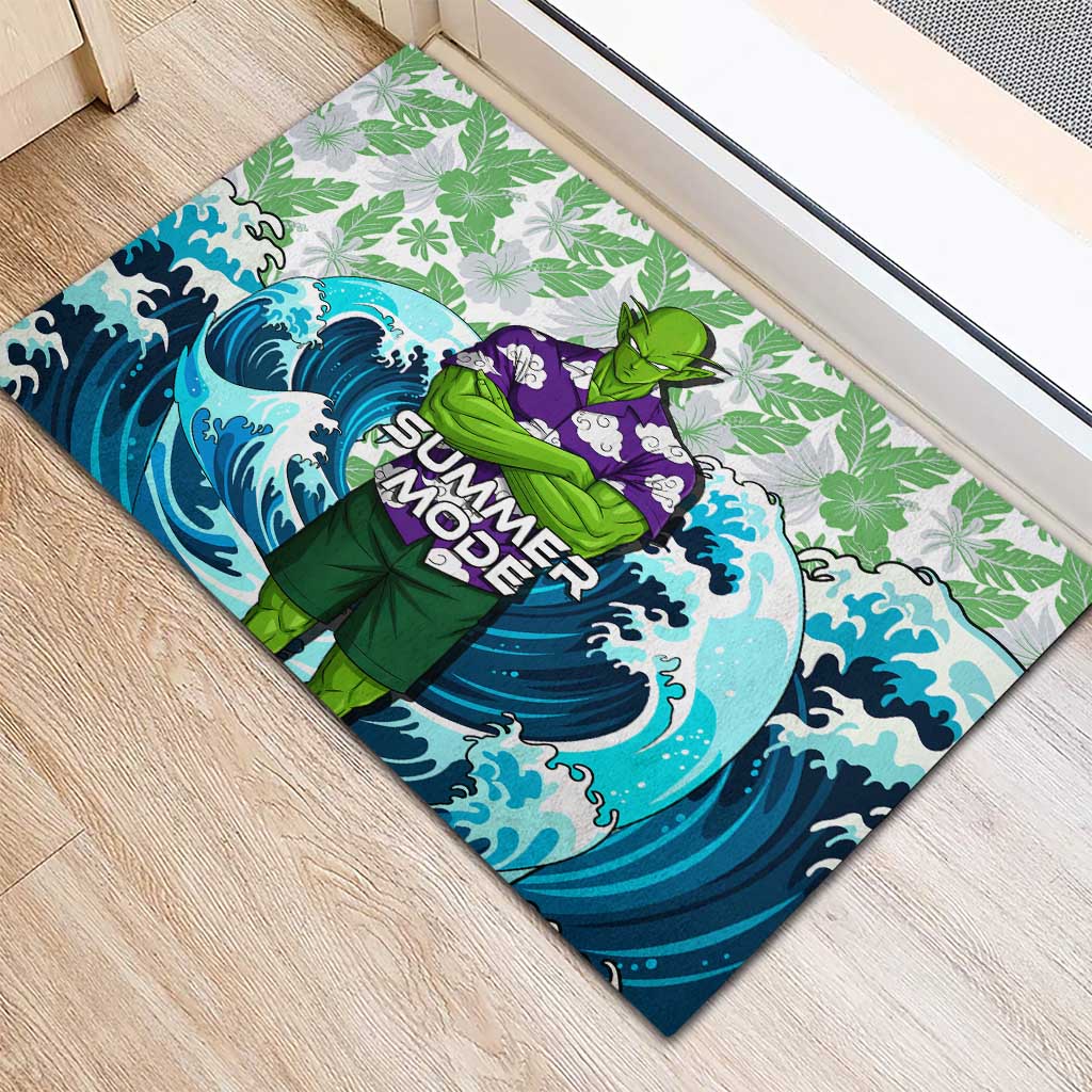 Piccolo Dragon Ball Summer Theme Rubber Doormat with Tropical Shirt Shenron Background and Ocean Wave Design - The Mazicc