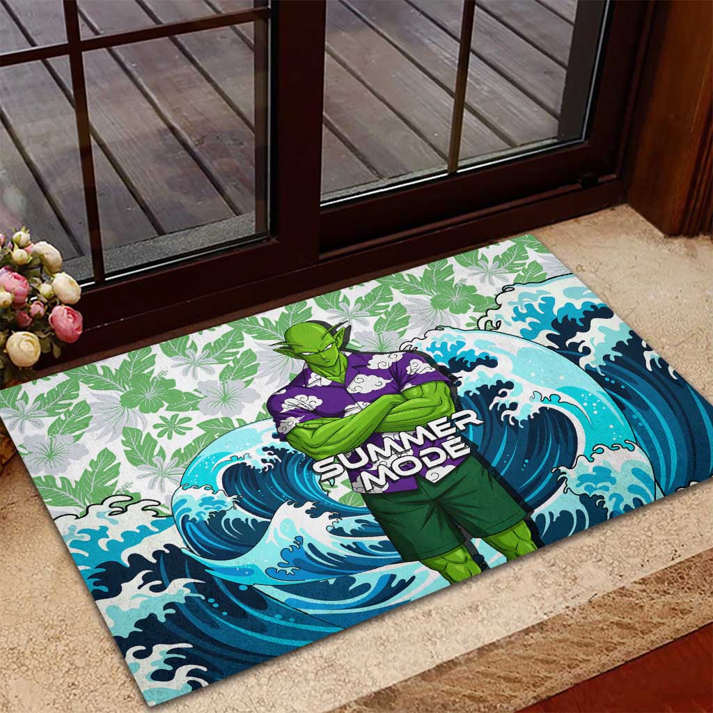 Piccolo Dragon Ball Summer Theme Rubber Doormat with Tropical Shirt Shenron Background and Ocean Wave Design - The Mazicc