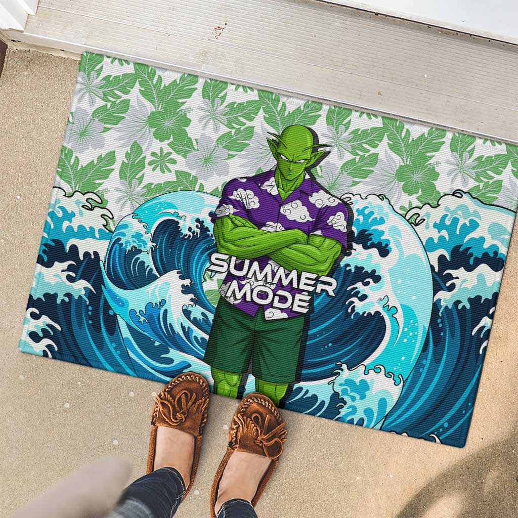 Piccolo Dragon Ball Summer Theme Rubber Doormat with Tropical Shirt Shenron Background and Ocean Wave Design - The Mazicc
