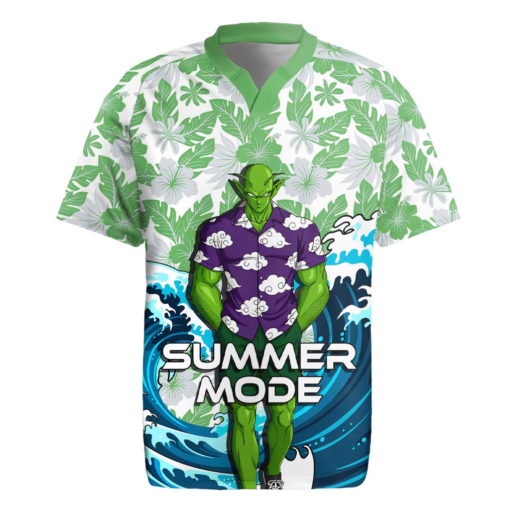 Piccolo Dragon Ball Summer Theme Rugby Jersey with Tropical Shirt Shenron Background and Ocean Wave Design - The Mazicc