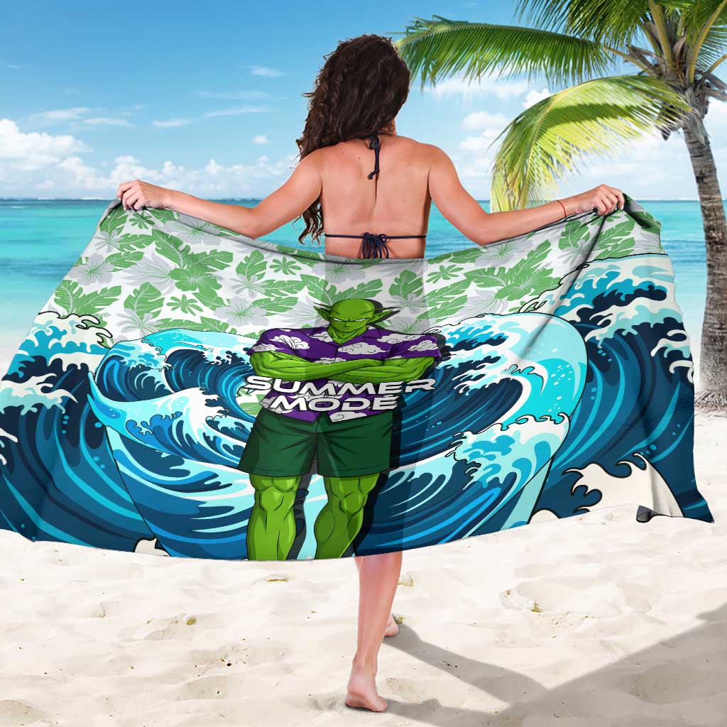 Piccolo Dragon Ball Summer Theme Sarong with Tropical Shirt Shenron Background and Ocean Wave Design - The Mazicc