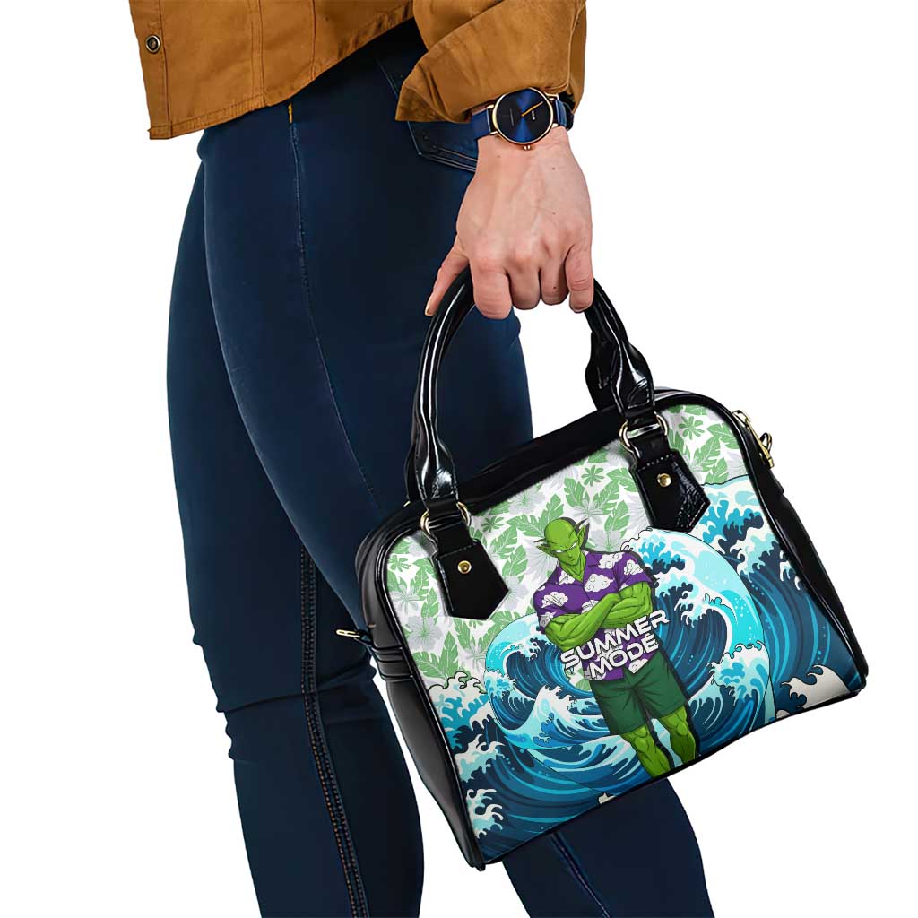 Piccolo Dragon Ball Summer Theme Shoulder Handbag with Tropical Shirt Shenron Background and Ocean Wave Design - The Mazicc