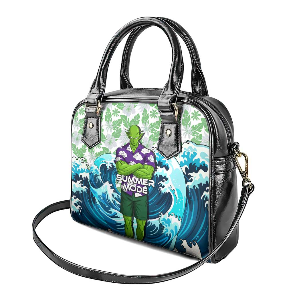 Piccolo Dragon Ball Summer Theme Shoulder Handbag with Tropical Shirt Shenron Background and Ocean Wave Design - The Mazicc