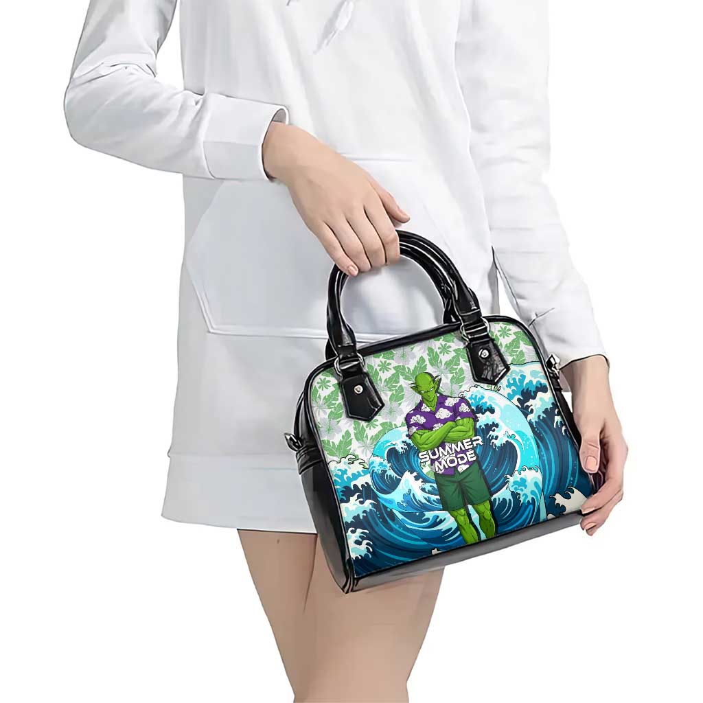 Piccolo Dragon Ball Summer Theme Shoulder Handbag with Tropical Shirt Shenron Background and Ocean Wave Design - The Mazicc