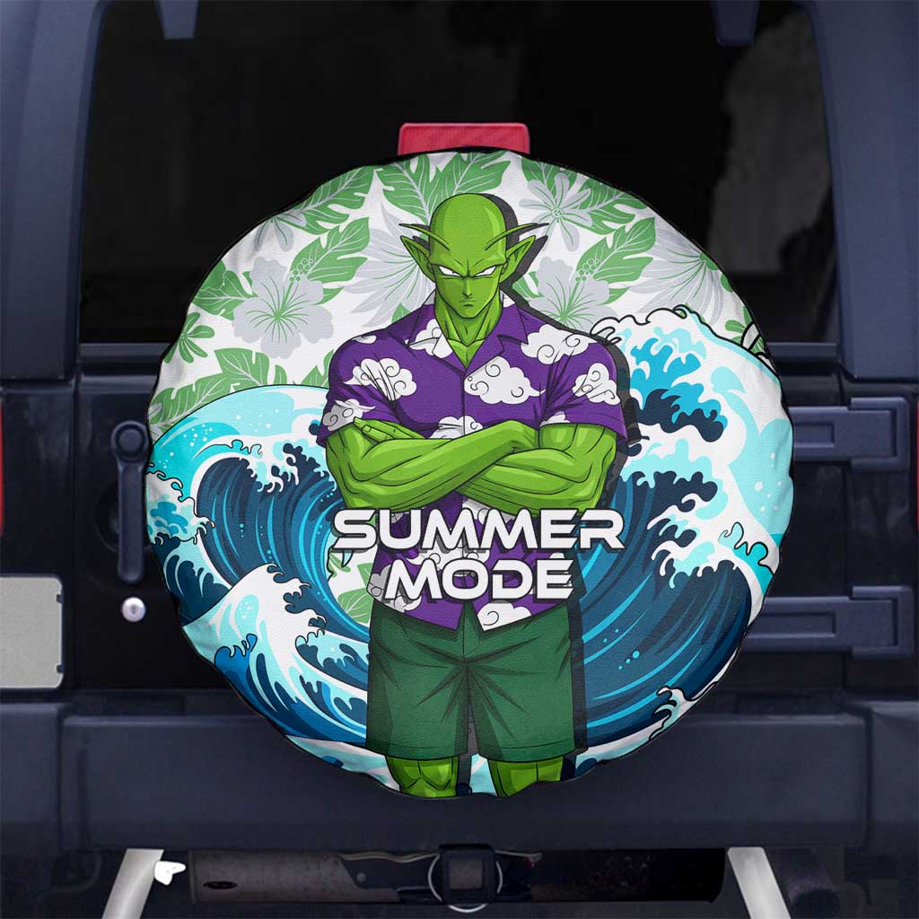 Piccolo Dragon Ball Summer Theme Spare Tire Cover with Tropical Shirt Shenron Background and Ocean Wave Design - The Mazicc
