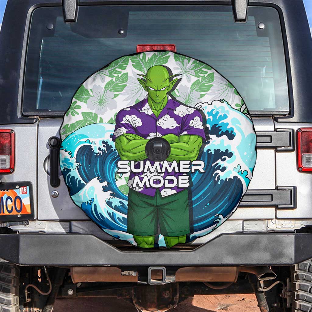 Piccolo Dragon Ball Summer Theme Spare Tire Cover with Tropical Shirt Shenron Background and Ocean Wave Design - The Mazicc