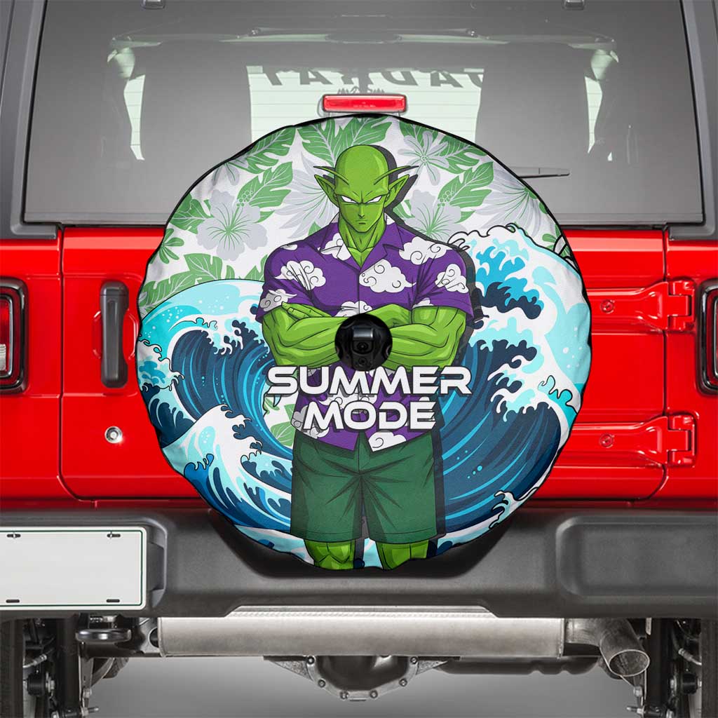 Piccolo Dragon Ball Summer Theme Spare Tire Cover with Tropical Shirt Shenron Background and Ocean Wave Design - The Mazicc