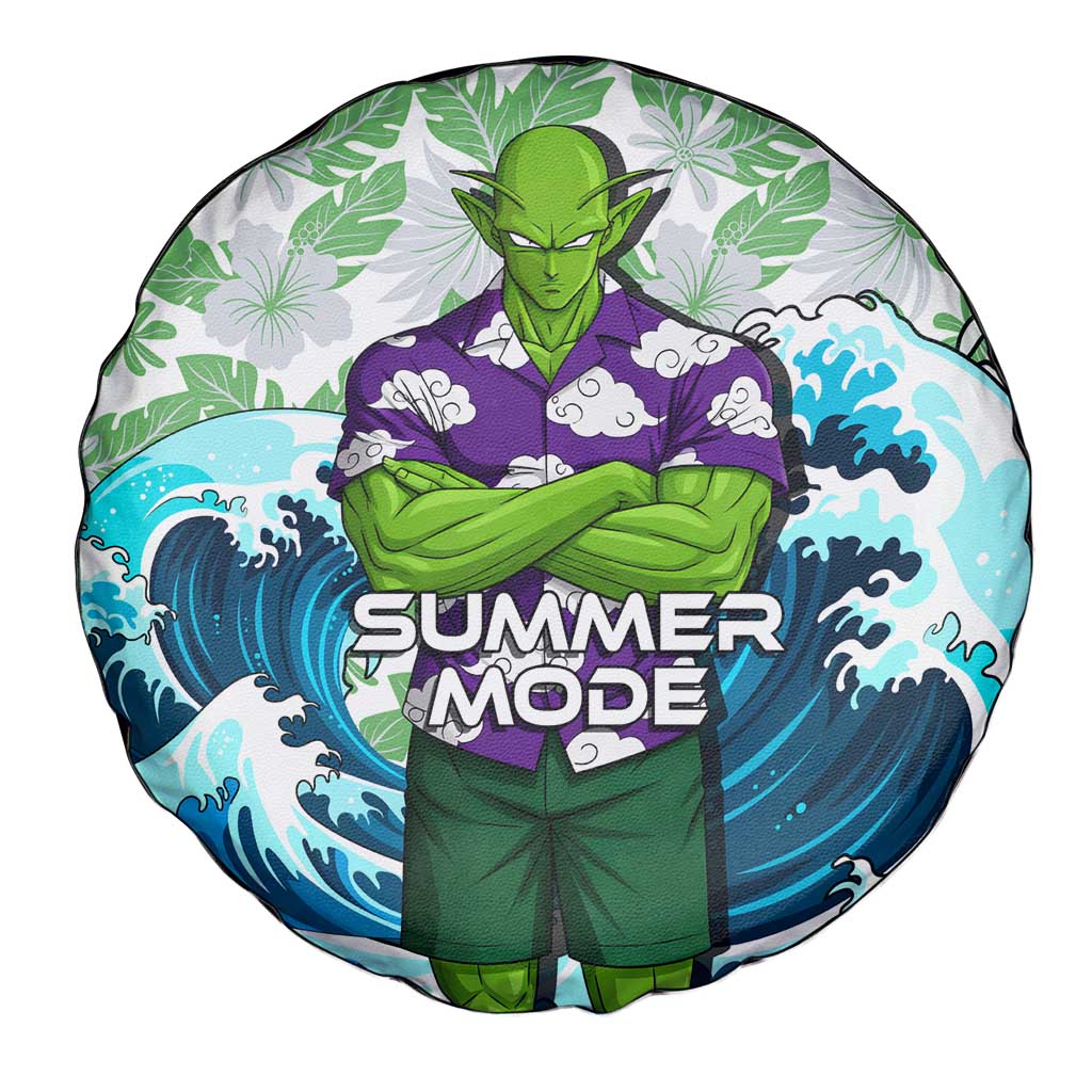 Piccolo Dragon Ball Summer Theme Spare Tire Cover with Tropical Shirt Shenron Background and Ocean Wave Design - The Mazicc