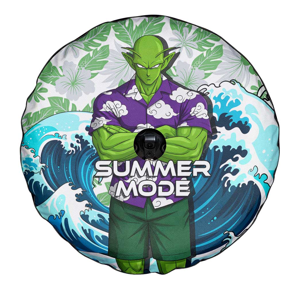 Piccolo Dragon Ball Summer Theme Spare Tire Cover with Tropical Shirt Shenron Background and Ocean Wave Design - The Mazicc