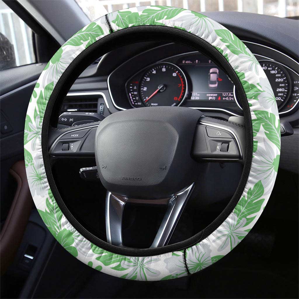 Piccolo Dragon Ball Summer Theme Steering Wheel Cover with Tropical Shirt Shenron Background and Ocean Wave Design - The Mazicc