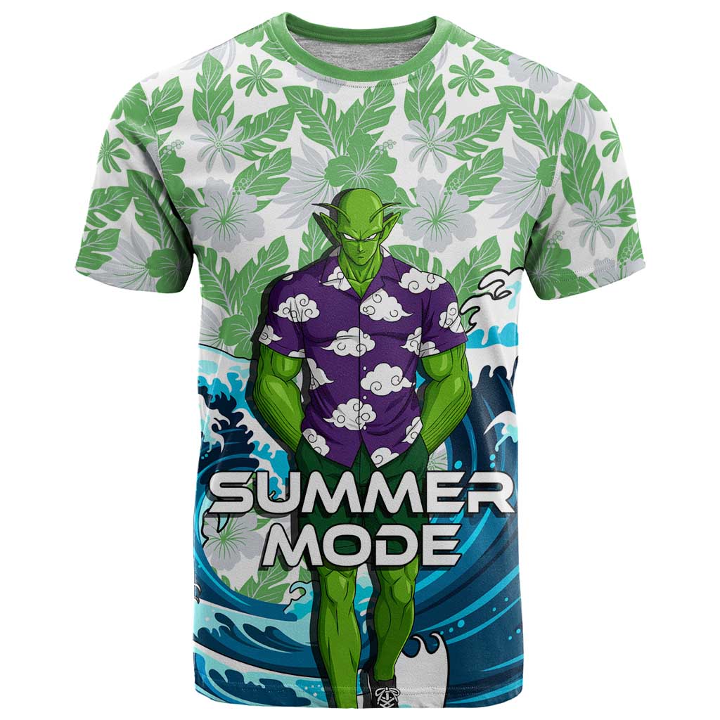 Piccolo Dragon Ball Summer Theme T Shirt with Tropical Shirt Shenron Background and Ocean Wave Design - The Mazicc