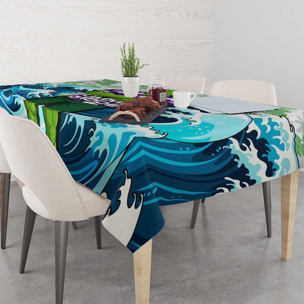 Piccolo Dragon Ball Summer Theme Tablecloth with Tropical Shirt Shenron Background and Ocean Wave Design - The Mazicc