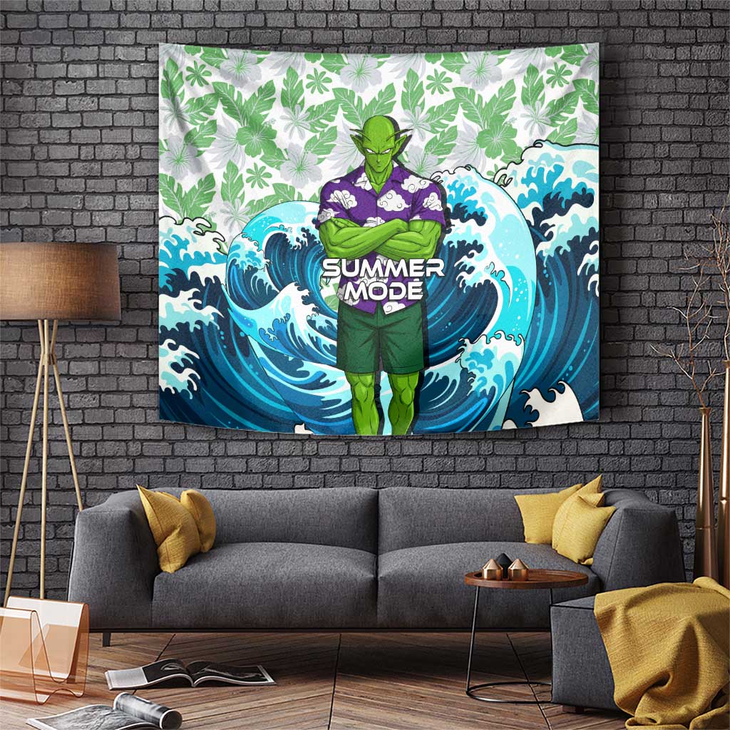 Piccolo Dragon Ball Summer Theme Tapestry with Tropical Shirt Shenron Background and Ocean Wave Design - The Mazicc